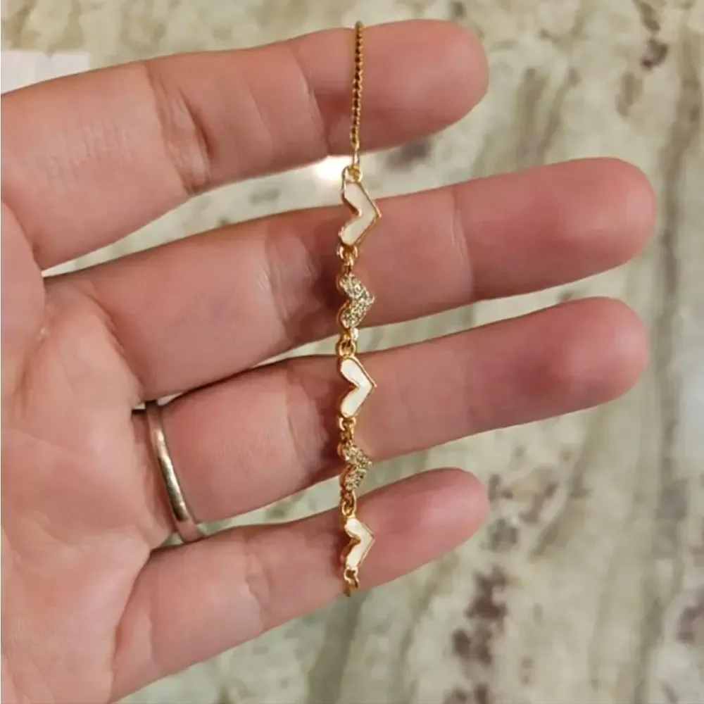 Exquisite Diamond Heart Gold Plated Bracelet